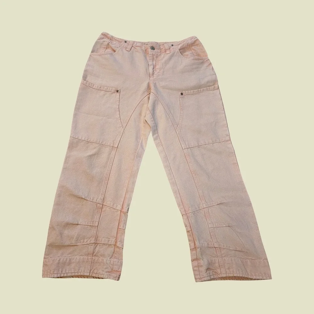 Free People Supersonic Slim Trousers Pink Utility Pants Women SZ 10 Y2K Workwear